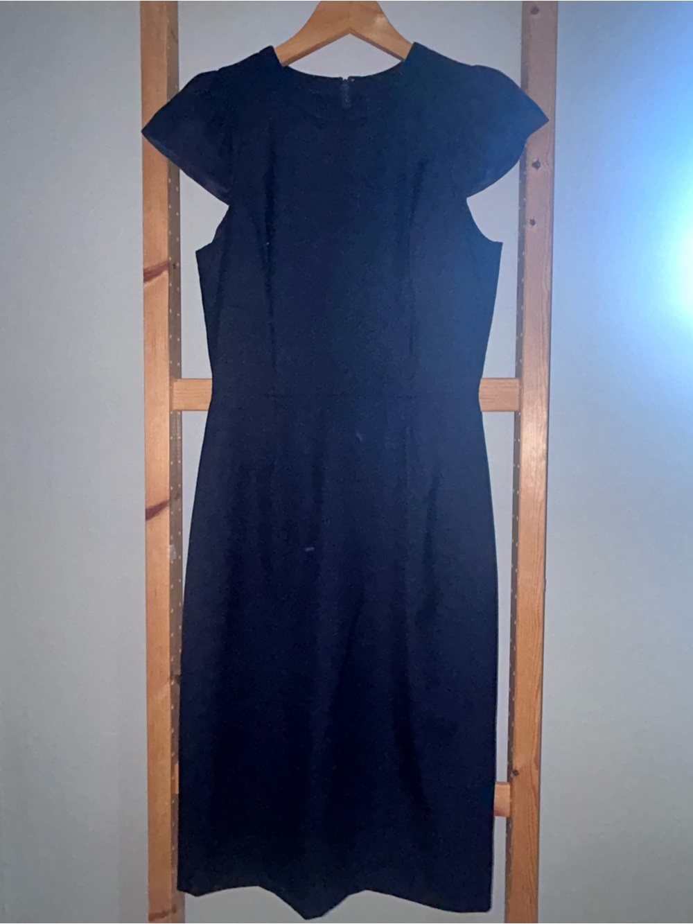 J. Crew Navy Blue Midi Sheath Dress with Cap Sleeves Size 2 Tall